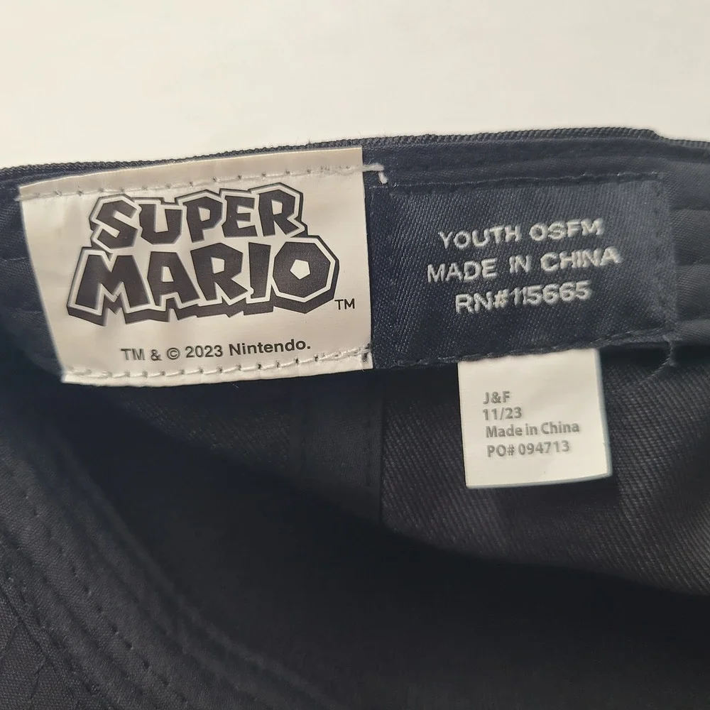 Youth Super Mario Hat Snapback Nintendo Black Gray Bros Video Games Logo Boys